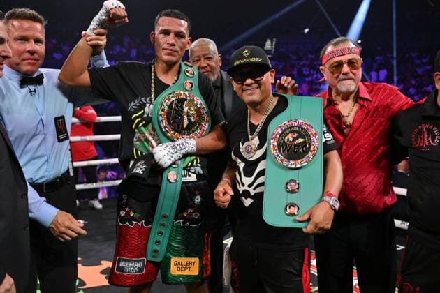 Sport Themen der Woche KW24 Sport Bilder des Tages June 15, 2024, Las Vegas, Nevada, USA: DAVID BENAVIDEZ (29-0-24) of Phoenix, Arizona defeats OLEKSANDR GVOZDYK (20-2-16) of Kharkiv, Ukraine by a 12 round unanimous decision 119-109, 117-111, 116-112 during PBC on Prime at the MGM Grand Arena in Las Vegas Las Vegas USA - ZUMAo117 20240615_zsp_o117_124 Copyright: xMikaelxOnax
