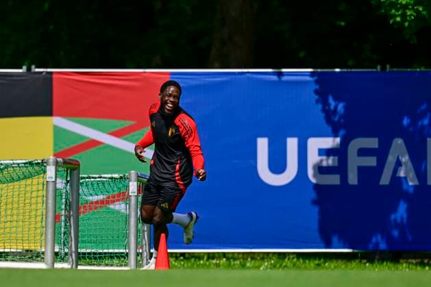 EURO 2024, Nationalteam Belgien, Training Belgium Media Activities - UEFA EURO, EM, Europameisterschaft,Fussball 2024 16 06 2024 FREIBERG AM NECKA, GERMANY - JUNE 16 : Mangala Orel midfielder of Belgium during a training session of the Belgian Red Devils at the UEFA EURO 2024 European Football Championship tournament on June 16, 2024 in Freiberg am Necka, Germany, 16 06 2024 Freiberg am Necka Germany  Copyright: xPeterxDexVoechtx