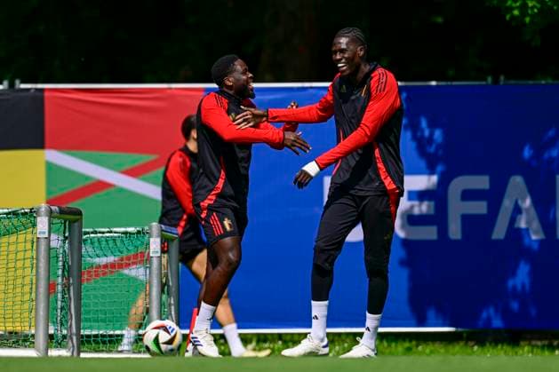 EURO 2024, Nationalteam Belgien, Training Belgium Media Activities - UEFA EURO, EM, Europameisterschaft,Fussball 2024 16 06 2024 FREIBERG AM NECKA, GERMANY - JUNE 16 : Mangala Orel midfielder of Belgium and Onana Amadou midfielder of Belgium during a training session of the Belgian Red Devils at the UEFA EURO 2024 European Football Championship tournament on June 16, 2024 in Freiberg am Necka, Germany, 16 06 2024 Freiberg am Necka Germany  Copyright: xPeterxDexVoechtx