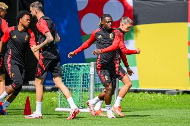 Belgium Media Activities - UEFA EURO, EM, Europameisterschaft,Fussball 2024 16 06 2024 FREIBERG AM NECKA, GERMANY - JUNE 16 : Doku Jeremy forward of Belgium during a training session of the Belgian Red Devils at the UEFA EURO 2024 European Football Championship tournament on June 16, 2024 in Freiberg am Necka, Germany, 16 06 2024 Freiberg am Necka Germany  Copyright: xVincentxKalutx