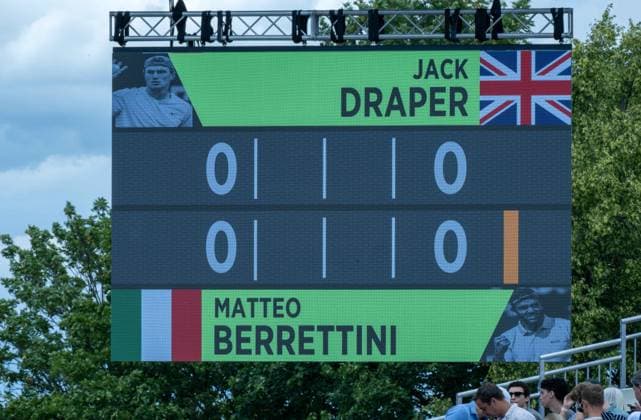 Finaltag bei den BossOpen 2024 Jack Draper (GBR) vs Matteo Berrettini (ITA). xettx, Deutschland, Stuttgart, 16.06.2024, Tennis, Boss Open, 2024, Finale, J.Draper (GBR) - M.Berrettini (ITA), TC Weissenhof, Center Court Foto: A2 Bildagentur Peter Hartenfelser