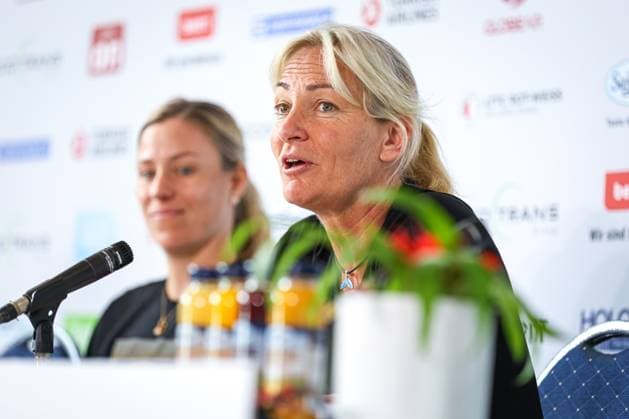 Angelique Kerber (GER) und Barbara Rittner (Turnierdirektorin ecotrans Ladies Open) - Eröffnungs-Pressekonferenz, ecotrans Ladies Open 2024, Berlin, LTTC Rot-Weiß , 16.06.2024, Copyright: xClaudioxGärtnerx