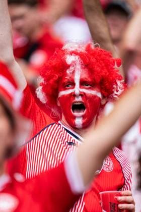 240616 Fan of Denmark ahead of he UEFA EURO, EM, Europameisterschaft,Fussball 2024 Football Championship match between Slovenia and Denmark on June 16, 2024 in Stuttgart. Photo: Mathias Bergeld BILDBYRAN kod MB MB0936 fotboll football soccer fotball fotbolls-em europamästerskap em uefa euro uefa european football championship euro 2024 slovenien slovenia danmark denmark bbeng publik Copyright: MATHIASxBERGELD BB240616MB017