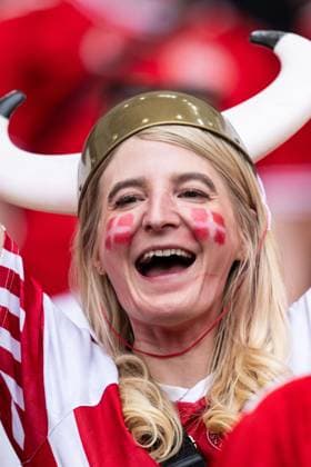 240616 Fan of Denmark ahead of he UEFA EURO, EM, Europameisterschaft,Fussball 2024 Football Championship match between Slovenia and Denmark on June 16, 2024 in Stuttgart. Photo: Mathias Bergeld BILDBYRAN kod MB MB0936 fotboll football soccer fotball fotbolls-em europamästerskap em uefa euro uefa european football championship euro 2024 slovenien slovenia danmark denmark bbeng publik Copyright: MATHIASxBERGELD BB240616MB020