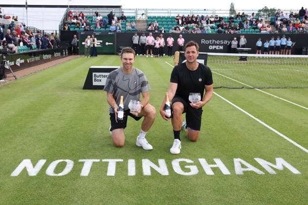 John Peers and Marcus Willis after winning the Mens Doubles final. Rothesay Open Nottingham, Day 7, Tennis, Lexus Nottingham Tennis Centre, Nottingham, UK - 16 June 2024  Copyright: xRyanxBrowne Shutterstockx 14523734bg
