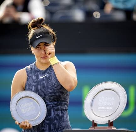 ROSMALEN - Bianca Andreescu (CAN) loses the final to Liudmila Samsonova (RUS) during the Libema Open tennis tournament in Rosmalen. ANP SANDER KONING xVIxANPxSportx xxANPxIVx 501254324 originalFilename: 501254324.jpg