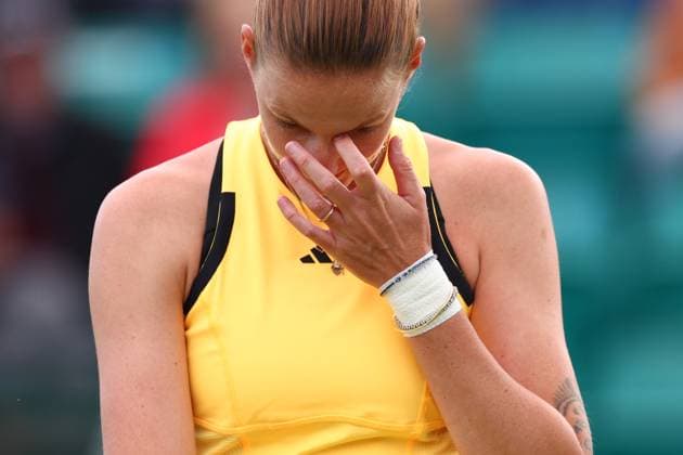 16th June 2024; Lexus Nottingham Tennis Centre, Nottingham, England; Rothesay Nottingham Open, Day 7; A dejected looking Karolina Pilskova after she looses a point during her womens singles final match against Katie Boulter  ActionPlus12655321 ShaunxBrooks