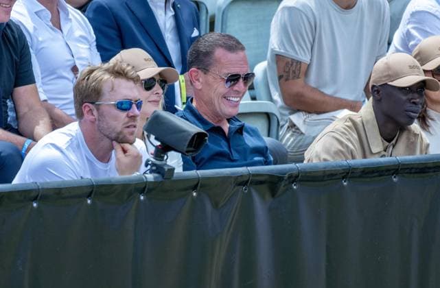 Aleksander Aamodt Kilde (NOR), Daniel Grieder (CEO der Hugo Boss AG) und Khaby Lame (Influencer). xettx, Deutschland, Stuttgart, 16.06.2024, Tennis, Boss Open, 2024, Finale, J.Draper (GBR) - M.Berrettini (ITA), TC Weissenhof, Center Court Foto: A2 Bildagentur Peter Hartenfelser