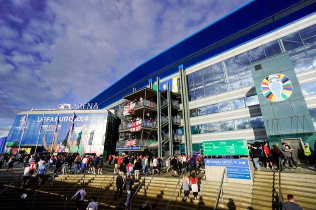 Gelsenkirchen, Germany, June 16th 2024: General view outside the stadium Arena AufSchalk prior to the UEFA EURO, EM, Europameisterschaft,Fussball 2024 Germany Group C football match between Serbia and England at Arena AufSchalke in Gelsenkirchen, Germany. (Daniela Porcelli SPP) Copyright: xDanielaxPorcellix xSPPx spp-en-DaPoSp-20240616-_DP29598