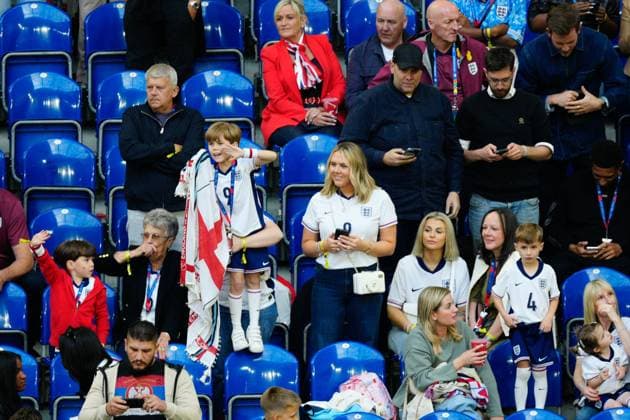 Harry Kane of England s wife Katie Goodland in the stands Serbia v England, UEFA European Championship, EM, Europameisterschaft 2024, Group C, Football, Arena Aufschalke, Gelsenkirchen, Germany, 16 Jun 2024 EDITORIAL USE ONLY No use with unauthorised audio, video, data, fixture lists, club league logos or live services. Online in-match use limited to 120 images, no video emulation. No use in betting, games or single club league player publications.  Copyright: xDavexShopland Shutterstockx 14539403b