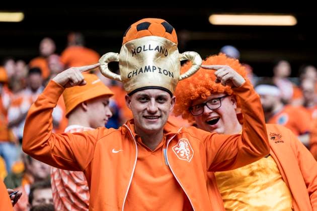 Poland v Netherlands, UEFA EURO, EM, Europameisterschaft,Fussball 2024, Hamburg, Germany Hamburg, Germany. 16th, June 2024. Football fans of the Netherlands seen on the stands during the UEFA Euro 2024 match in Group D between Poland and the Netherlands at Volksparkstadion in Hamburg. Hamburg Germany  Copyright: xGonzalesxPhoto LassexLagonix
