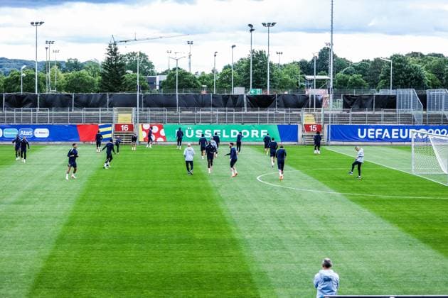 Fussball, UEFA EURO, EM, Europameisterschaft,Fussball 2024 Gruppe D Abschlusstraining Frankreich 16.06.2024, Paul Janes Stadion Düsseldorf Die Spieler von Frankreich beim Abschlusstraining Düsseldorf Paul Janes Stadion Nordrhein-Westfahlen Deutschland