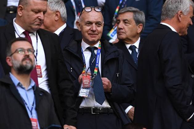Fußball UEFA EURO, EM, Europameisterschaft,Fussball 2024 Gruppenphase 1. Spieltag Serbien - England am 16.06.2024 in der Arena AufSchalke in Gelsenkirchen Bernd Neuendorf ( Präsident DFB )