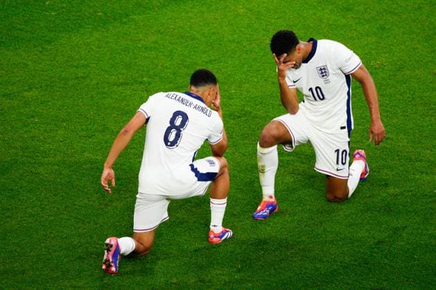 Jude Bellingham of England celebrates their goal to make it 1-0 Serbia v England, UEFA European Championship, EM, Europameisterschaft 2024, Group C, Football, Arena Aufschalke, Gelsenkirchen, Germany, 16 Jun 2024 EDITORIAL USE ONLY No use with unauthorised audio, video, data, fixture lists, club league logos or live services. Online in-match use limited to 120 images, no video emulation. No use in betting, games or single club league player publications. Copyright: xDavexShopland Shutterstockx 14539403ad