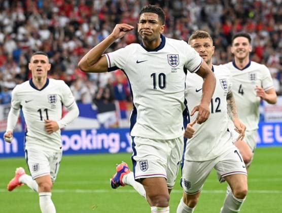 June 16, 2024, Gelsenkirchen, Germany: England™s midfielder Jude Bellingham celebrates with after scoring during the Group C soccer match between England and Serbia at the Veltins-Arena in Gelsenkirchen, Germany, 16 June 2024. ANSA DANIEL DAL ZENNARO UEFA EURO, EM, Europameisterschaft,Fussball 2024  - ZUMAa110 20240616_zaf_a110_020 Copyright: xDanielxDalxZennarox