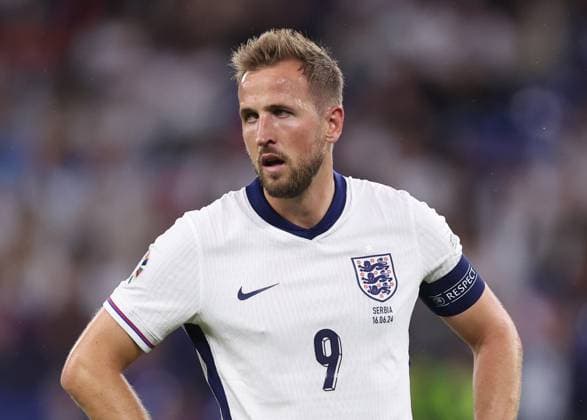 Gelsenkirchen, Germany, 16th June 2024. Harry Kane of England during the UEFA European Championships match at Arena Aufschalke, Gelsenkirchen. Picture credit should read: David Klein Sportimage EDITORIAL USE ONLY. No use with unauthorised audio, video, data, fixture lists, club league logos or live services. Online in-match use limited to 120 images, no video emulation. No use in betting, games or single club league player publications. SPI-3196-0063