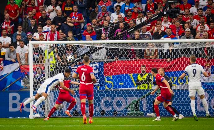 Gelsenkirchen, Germany. 16th Jun 2024. Goal for 1:0 by Jude Bellingham (ENG) England - Serbia England - Serbien 15.06.2024