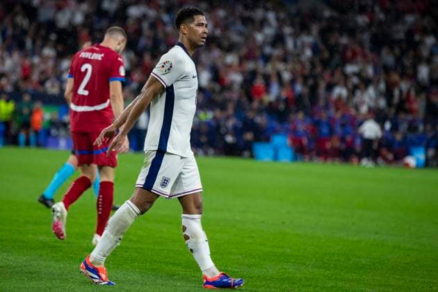 UEFA EURO, EM, Europameisterschaft,Fussball 2024: Gruppenspiel Serbien - England; 16.06.2024 Jude Bellingham (England, 10). UEFA EURO 2024: Gruppenspiel Serbien - England; Arena AufSchalke, Gelsenkirchen, am 16.06.2024 Copyright: xBEAUTIFULxSPORTS Meuselx