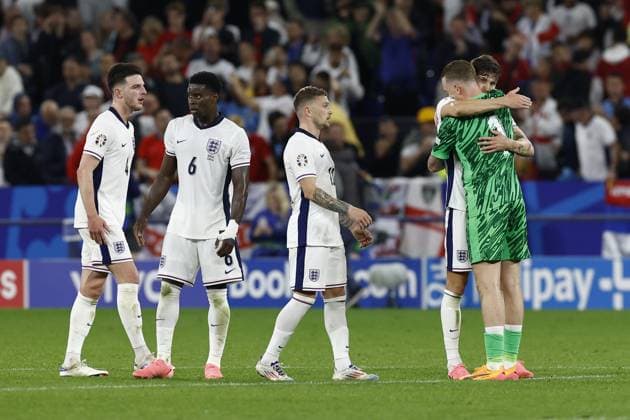 GELSENKIRCHEN, Veltins Arena, 16-06-2024 , European Football Championship Euro2024, Group stage match no.2 between Serbia and England. England celebrating 0-1 Serbia - England (Euro2024)  x25511891x Copyright: