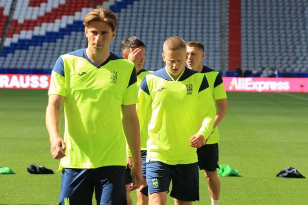 EURO 2024, Nationalteam Ukraine, Training 16th June 2024; Munich Football Arena, Munich, Germany; Euro 2024 Group E Football, Romania versus Ukraine; Ukraine training with coach Serhiy Rebrov and Viktor Tsygankov one day ahead of the match.  ActionPlus12655573 PierrexTeyssot