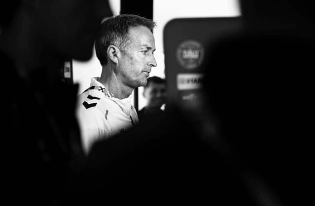 Danish coach Kasper Hjulmand speaks to the press during mixed zone in Freudenstadt, Germany Monday, June 17, 2024. (Photo: Liselotte Sabroe Ritzau Scanpix) , Stuttgart Tyskland Copyright: Ritzau Scanpix LiselottexSabroex spdk20240617-120824-L