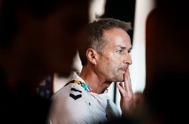Danish coach Kasper Hjulmand speaks to the press during mixed zone in Freudenstadt, Germany Monday, June 17, 2024. (Photo: Liselotte Sabroe Ritzau Scanpix) , Stuttgart Tyskland Copyright: Ritzau Scanpix LiselottexSabroex spdk20240617-120013-L