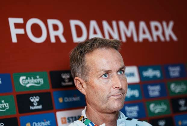 Danish coach Kasper Hjulmand speaks to the press during mixed zone in Freudenstadt, Germany Monday, June 17, 2024. , Stuttgart Tyskland Copyright: Ritzau Scanpix LiselottexSabroex spdk20240617-122330-L