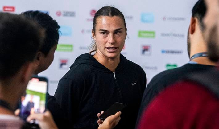 17.06.2024, WTA, Tennis Damen 500, Tennis, Damen, ecotrans Ladies Open 2024, Berlin, Interview, Aryna Sabalenka (Weißrussland) Aryna Sabalenka (Weißrussland) beim Interview. Berlin Steffi-Graf-Stadion Berlin Deutschland
