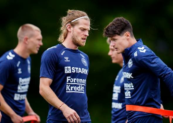 Mathias Jensen, Rasmus Nissen Kristensen and Christian Noergaard during the national team, Nationalteam s training in Freudenstadt, Monday, June 17, 2024. (Photo: Liselotte Sabroe Ritzau Scanpix) , Stuttgart Tyskland Copyright: Ritzau Scanpix LiselottexSabroex spdk20240617-135706-L