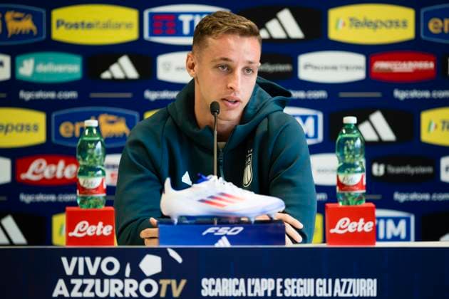 Davide Frattesi press conference, PK, Pressekonferenz Davide Frattesi of Italy speaks during a press conference. Italy will play their second match at the UEFA EURO, EM, Europameisterschaft,Fussball 2024 against Spain on 20 June 2024. Iserlohn Germany Copyright: xNicolòxCampox