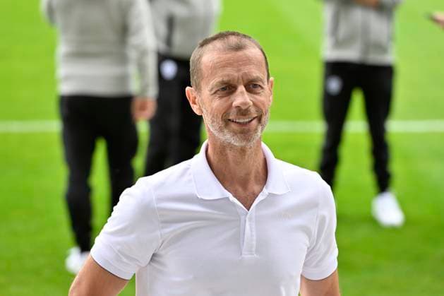 GER, UEFA Europameisterschaft 2024, Slowenisches Base Camp Wuppertal 17.06.2023,Wuppertal ,Stadion am Zoo, GER, UEFA Europameisterschaft 2024, Slowenisches Base Camp Wuppertal im Bild UEFA Präsident Aleksander Ceferin ( Slovenia ) im Stadion am Zoo in Wuppertal.