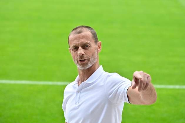 GER, UEFA Europameisterschaft 2024, Slowenisches Base Camp Wuppertal 17.06.2023,Wuppertal ,Stadion am Zoo, GER, UEFA Europameisterschaft 2024, Slowenisches Base Camp Wuppertal im Bild UEFA Präsident Aleksander Ceferin ( Slovenia ) im Stadion am Zoo in Wuppertal.