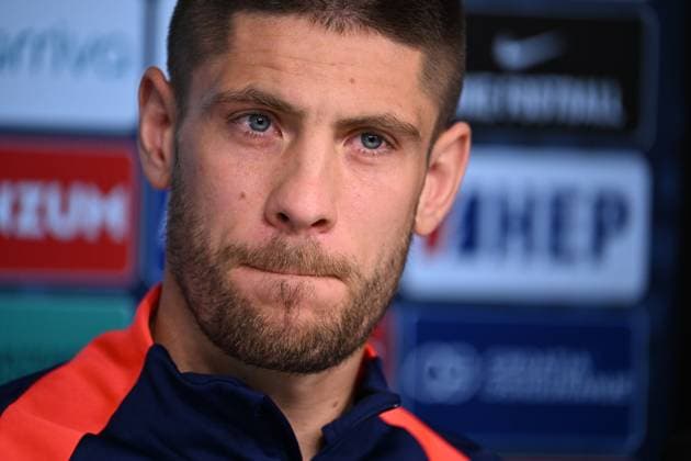 Neuruppin, Germany, 170624. Croatian national team, Nationalteam players Andrej Kramaric and Lovro Majer at the media conference of the Croatian national football team. Photo: Ante Cizmic CROPIX Croatia Copyright: xxAntexCizmicx xCROPIXx kramaric_majer11-170624