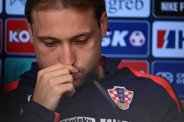 Neuruppin, Germany, 170624. Croatian national team, Nationalteam players Andrej Kramaric and Lovro Majer at the media conference of the Croatian national football team. Photo: Ante Cizmic CROPIX Croatia Copyright: xxAntexCizmicx xCROPIXx kramaric_majer6-170624