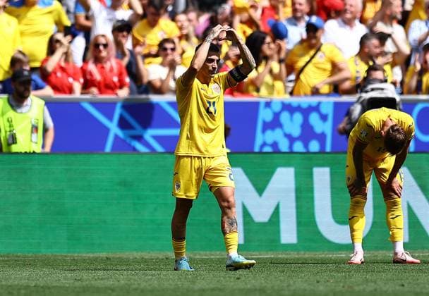 Nicolae Stanciu of Romania celebrates scoring Romania v Ukraine, UEFA European Championship, EM, Europameisterschaft 2024, Group E, Football, Munich Football Arena, Munich, Germany, 17 Jun 2024 EDITORIAL USE ONLY No use with unauthorised audio, video, data, fixture lists, club league logos or live services. Online in-match use limited to 120 images, no video emulation. No use in betting, games or single club league player publications. Copyright: xMichaelxZemanek Shutterstockx 14539636t