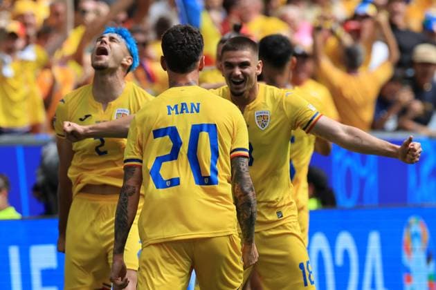 EURO 2024 GERMANY UEFA FOOTBALL. Munich, Germany on June 17, 2024. Match of the group E, Romania vs Ukraine. Romania s players celebrates their goal for 1-0 in the 29th minute  ActionPlus12655752 PierrexTEYSSOT