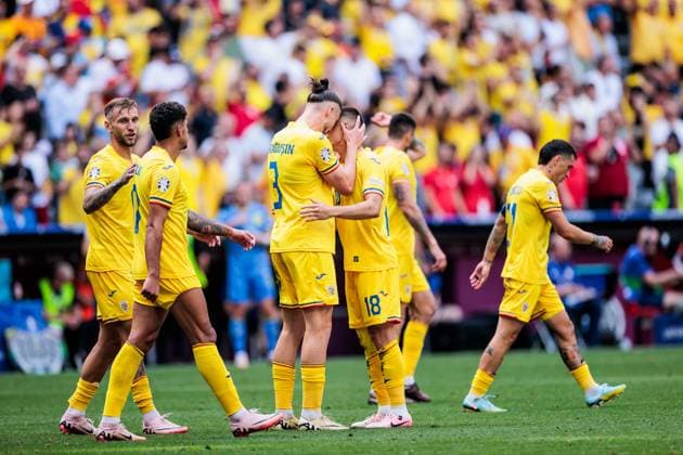 UEFA EURO 2024: Rumänien - Ukraine; 17.06.2024 Jubel zum 2:0 durch Razvan Gabriel Marin (Rumänien, 18) Radu Matei Dragusin (Rumänien, 3) UEFA EURO 2024: Rumänien - Ukraine; Munich Football Arena, München am 17.06.2024 Copyright: xBEAUTIFULxSPORTS Wunderlx