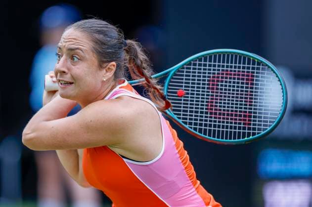 17th June 2024; Edgbaston Priory Club, Birmingham, England: Rothesay Tennis Classic Birmingham, Day 1; Elizabetta Cocciaretto (ITA) in her womens singles match against Jelena Ostapenko (LAT)  ActionPlus12655780 RogerxEvans