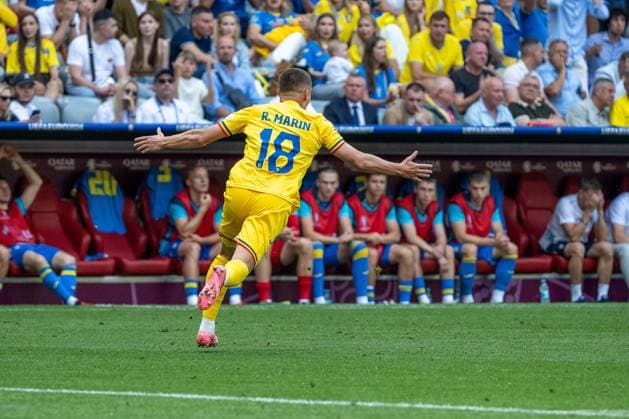 Tor zum 2.0 durch Razvan Gabriel Marin (Rumaenien, 18), GER, Rumaenien vs. Ukraine, Fussball Europameisterschaft, UEFA EURO, EM, Europameisterschaft,Fussball 2024, Gruppe E, 1. Spieltag, 17.06.2024, GER, Rumaenien vs. Ukraine, Fussball Europameisterschaft, UEFA EURO 2024, Gruppe E, 1. Spieltag, 17.06.2024 Muenchen Copyright: xEibner-Pressefoto SaschaxWaltherx EP_SWA