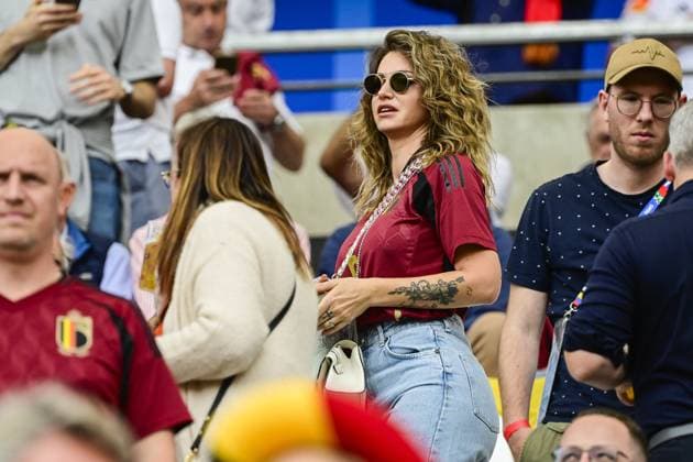 Rafaella Szabo, wife of Red Devil Witsel pictured during a soccer game between Belgian national soccer team Red Devils and Slovakia, Monday 17 June 2024 in Frankfurt Am Main, Germany, the first match in the group stage of the UEFA EURO, EM, Europameisterschaft,Fussball 2024 European championships. DIRKxWAEM  x94743317x