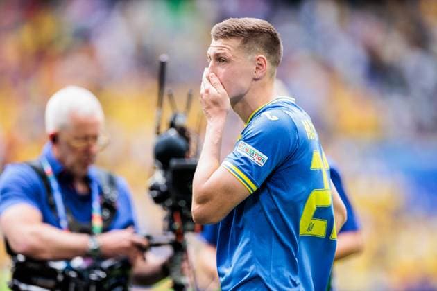 UEFA EURO 2024: Rumänien - Ukraine; 17.06.2024 Mykola Matviyenko (Ukraine, 22) frustriert, niedergeschlagen UEFA EURO 2024: Rumänien - Ukraine; Munich Football Arena, München am 17.06.2024 Copyright: xBEAUTIFULxSPORTS Wunderlx