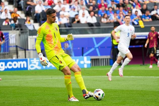 Torwart Goalie Koen Casteels (Belgien, Belgium, Belgie, Belgique, 01) - Frankfurt 17.06.2024: Belgien vs Slowakei, EURO2024 M9, Gruppe E, EM-Arena Frankfurt
