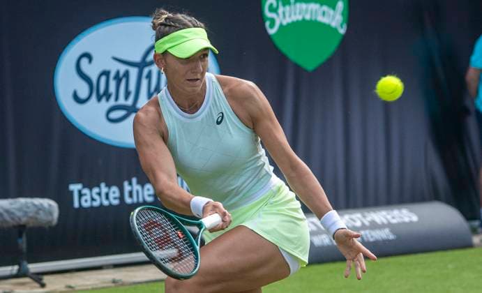 17.06.2024, WTA, Tennis Damen 500, Tennis, Damen, ecotrans Ladies Open 2024, Berlin, 1. Runde, Einzel, Marketa Vondrousova (Tschechien) - Rebeka Masarova (Spanien) Rebeka Masarova (Spanien) Berlin Steffi-Graf-Stadion Berlin Deutschland