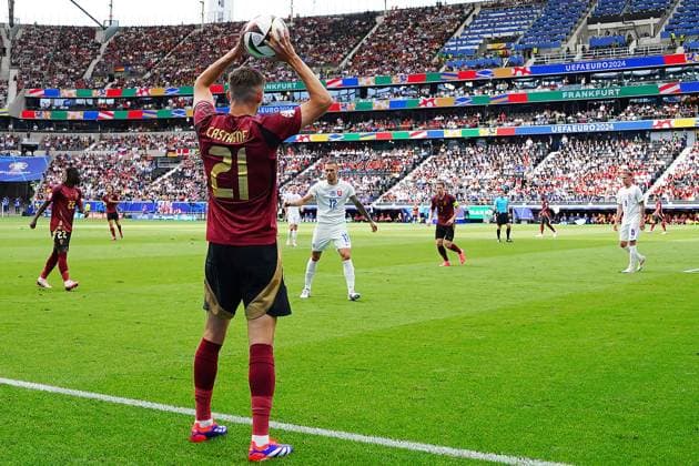 Belgium s Timothy Castagneduring the Euro 2024 soccer match between Belgium and Slovakia at the Frankfurt Arena , Frankfurt , Germany - Monday 17 , June , 2024. - Soccer .  Copyright: xSpada LaPressex