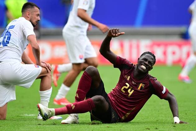 Disappointed Amadou Onana on the pitch during UEFA EURO, EM, Europameisterschaft,Fussball 2024 match, Belgium - Slovakia, 17.june 2024 Frankfurt Germany Copyright: xx DSC_4541 (1)