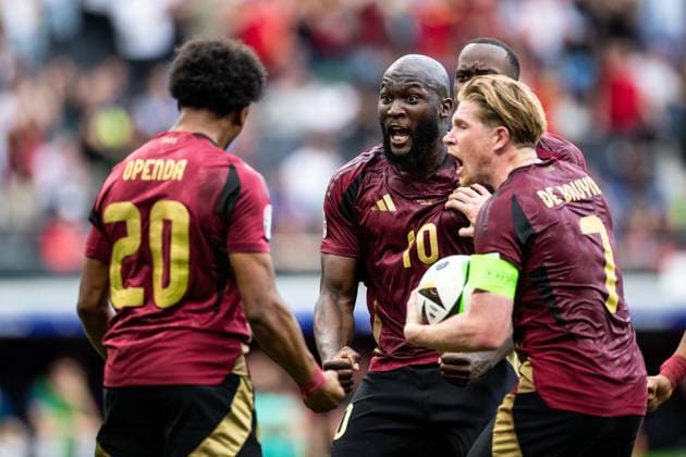 UEFA EURO, EM, Europameisterschaft,Fussball 2024: Belgien - Slowakei; 17.06.2024 Belgien im Jubel nach dem Tor, Romelu Lukaku (Belgien, 10) UEFA EURO 2024: Belgien - Slowakei; Frankfurt Arena, Frankfurt am Main; 17.06.2024 Copyright: xBEAUTIFULxSPORTS Buriakovx