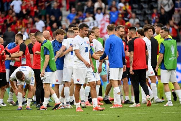 17.06.2024, xjrdrx, Fussball EM 2024, Belgien - Slowakei emspor, v.l. Jubel, Freude, Emotionen ueber den Sieg bei der Slowakei (DFL DFB REGULATIONS PROHIBIT ANY USE OF PHOTOGRAPHS as IMAGE SEQUENCES and or QUASI-VIDEO) Frankfurt
