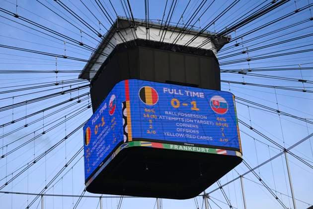 Belgium v Slovakia Group E - UEFA EURO, EM, Europameisterschaft,Fussball 2024 FRANKFURT AM MAIN, GERMANY - JUNE 17 : scoreboard during the UEFA EURO 2024 European Football Championship tournament group E stage match between Belgium and Slovakia at Frankfurt Arena on June 17, 2024 in Frankfurt am Main, Germany, 17 06 2024 Frankfurt am Main Germany  Copyright: xVincentxKalutx