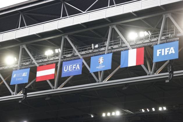 DUSSELDORF, Dusseldorf Arena ,17-06-2024 , European Football Championship Euro2024, Group stage match no.8 between Austria and France. UEFA banners Austria - France(Euro2024)  x25519389x Copyright: