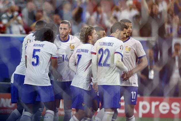 DUSSELDORF, Dusseldorf Arena ,17-06-2024 , European Football Championship Euro2024, Group stage match no.8 between Austria and France. France celebrate their goal 0-1 Austria - France(Euro2024)  x25519433x Copyright: